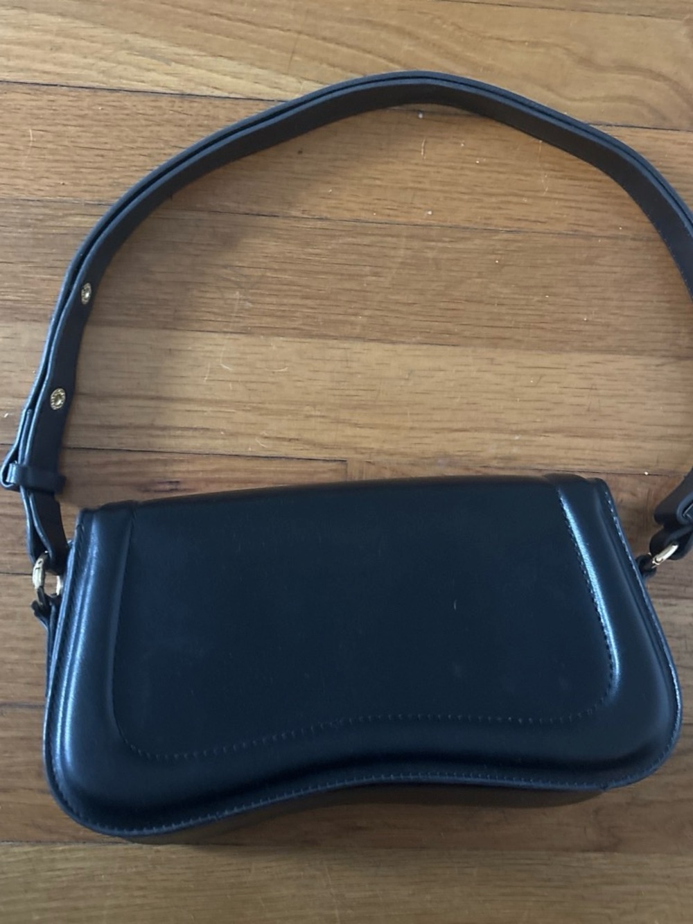 Black Leather Shoulder Bag - Classic Women's Handbag